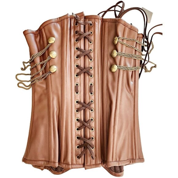 Faux Leather Corset NWT New Steampunk Costume Bolonigaro Trevor Size 25 BAGS1 - Picture 2 of 6